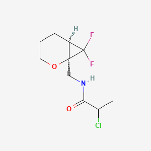 molecular formula C10H14ClF2NO2 B2547011 2-Chloro-N-[[(1R,6R)-7,7-difluoro-2-oxabicyclo[4.1.0]heptan-1-yl]methyl]propanamide CAS No. 2411183-76-9