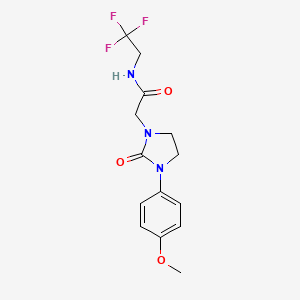 molecular formula C14H16F3N3O3 B2547015 2-(3-(4-甲氧基苯基)-2-氧代咪唑烷-1-基)-N-(2,2,2-三氟乙基)乙酰胺 CAS No. 1257551-72-6