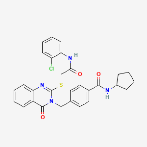 4-((2-((2-((2-chlorophenyl)amino)-2-oxoethyl)thio)-4-oxoquinazolin-3(4H)-yl)methyl)-N-cyclopentylbenzamide