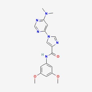 molecular formula C18H20N6O3 B2547033 N-(3,5-二甲氧基苯基)-1-[6-(二甲基氨基)嘧啶-4-基]-1H-咪唑-4-甲酰胺 CAS No. 1251679-34-1