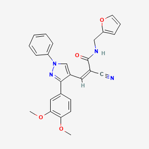 (Z)-2-Cyano-3-[3-(3,4-dimethoxyphenyl)-1-phenylpyrazol-4-yl]-N-(furan-2-ylmethyl)prop-2-enamide