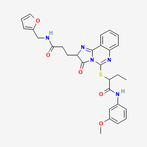molecular formula C29H29N5O5S B2547039 2-{[2-(2-{[(furan-2-yl)methyl]carbamoyl}ethyl)-3-oxo-2H,3H-imidazo[1,2-c]quinazolin-5-yl]sulfanyl}-N-(3-methoxyphenyl)butanamide CAS No. 1219404-93-9