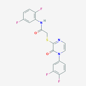 molecular formula C18H11F4N3O2S B2547058 N-(2,5-二氟苯基)-2-[4-(3,4-二氟苯基)-3-氧代吡嗪-2-基]硫代乙酰胺 CAS No. 899958-78-2