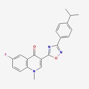 molecular formula C21H18FN3O2 B2547066 6-フルオロ-3-(3-(4-イソプロピルフェニル)-1,2,4-オキサジアゾール-5-イル)-1-メチルキノリン-4(1H)-オン CAS No. 1358070-21-9