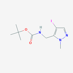 molecular formula C10H16IN3O2 B2547073 叔丁基 N-[(4-碘-2-甲基吡唑-3-基)甲基]氨基甲酸酯 CAS No. 2408969-37-7