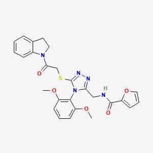 N-((4-(2,6-dimethoxyphenyl)-5-((2-(indolin-1-yl)-2-oxoethyl)thio)-4H-1,2,4-triazol-3-yl)methyl)furan-2-carboxamide