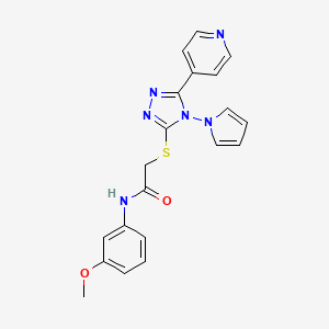 molecular formula C20H18N6O2S B2547076 N-(3-methoxyphenyl)-2-{[5-(pyridin-4-yl)-4-(1H-pyrrol-1-yl)-4H-1,2,4-triazol-3-yl]sulfanyl}acetamide CAS No. 886930-08-1