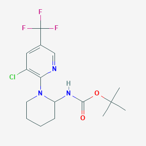 molecular formula C16H21ClF3N3O2 B2547078 tert-Butyl-N-{1-[3-Chlor-5-(Trifluormethyl)pyridin-2-yl]piperidin-2-yl}carbamat CAS No. 2061357-33-1