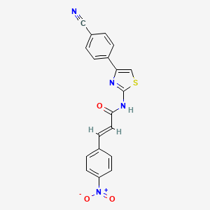 molecular formula C19H12N4O3S B2547079 (E)-N-(4-(4-cyanophenyl)thiazol-2-yl)-3-(4-nitrophenyl)acrylamide CAS No. 476316-99-1