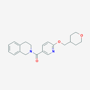 molecular formula C21H24N2O3 B2547080 (3,4-二氢异喹啉-2(1H)-基)(6-((四氢-2H-吡喃-4-基)甲氧基)吡啶-3-基)甲酮 CAS No. 2034241-04-6