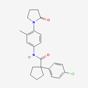 molecular formula C23H25ClN2O2 B2547084 1-(4-chlorophenyl)-N-(3-methyl-4-(2-oxopyrrolidin-1-yl)phenyl)cyclopentanecarboxamide CAS No. 1207019-54-2
