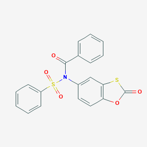 molecular formula C20H13NO5S2 B254709 N-benzoyl-N-(2-oxo-1,3-benzoxathiol-5-yl)benzenesulfonamide 