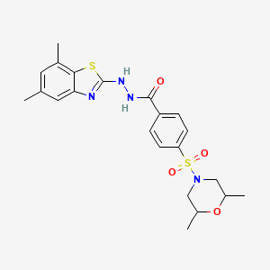 molecular formula C22H26N4O4S2 B2547095 N'-(5,7-dimethylbenzo[d]thiazol-2-yl)-4-((2,6-dimethylmorpholino)sulfonyl)benzohydrazide CAS No. 851987-57-0