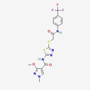 3-methoxy-1-methyl-N-(5-((2-oxo-2-((4-(trifluoromethyl)phenyl)amino)ethyl)thio)-1,3,4-thiadiazol-2-yl)-1H-pyrazole-4-carboxamide