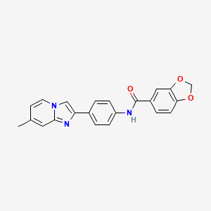 molecular formula C22H17N3O3 B2547104 N-(4-(7-甲基咪唑并[1,2-a]吡啶-2-基)苯基)苯并[d][1,3]二氧杂环-5-甲酰胺 CAS No. 887198-39-2