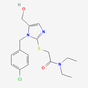 molecular formula C17H22ClN3O2S B2547107 2-((1-(4-chlorobenzyl)-5-(hydroxymethyl)-1H-imidazol-2-yl)thio)-N,N-diethylacetamide CAS No. 899748-31-3