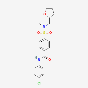 molecular formula C19H21ClN2O4S B2547113 N-(4-chlorophenyl)-4-(N-methyl-N-((tetrahydrofuran-2-yl)methyl)sulfamoyl)benzamide CAS No. 892856-12-1