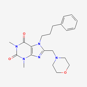 molecular formula C21H27N5O3 B2547115 1,3-Dimethyl-8-morpholin-4-ylmethyl-7-(3-phenyl-propyl)-3,7-dihydro-purine-2,6-dione CAS No. 797028-07-0