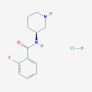 molecular formula C12H16ClFN2O B2547116 (S)-2-Fluoro-N-(piperidin-3-yl)benzamidehydrochloride CAS No. 1322200-85-0