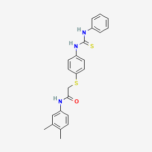 molecular formula C23H23N3OS2 B2547136 2-({4-[(anilinocarbothioyl)amino]phenyl}sulfanyl)-N-(3,4-dimethylphenyl)acetamide CAS No. 763128-88-7
