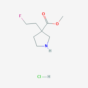 molecular formula C8H15ClFNO2 B2547138 Methyl 3-(2-fluoroethyl)pyrrolidine-3-carboxylate;hydrochloride CAS No. 2418707-53-4