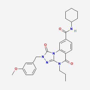 molecular formula C27H31N5O4 B2547139 N-cyclohexyl-2-(3-methoxybenzyl)-1,5-dioxo-4-propyl-1,2,4,5-tetrahydro[1,2,4]triazolo[4,3-a]quinazoline-8-carboxamide CAS No. 1105212-36-9