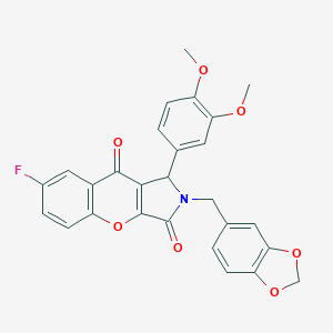 molecular formula C27H20FNO7 B254715 2-(1,3-Benzodioxol-5-ylmethyl)-1-(3,4-dimethoxyphenyl)-7-fluoro-1,2-dihydrochromeno[2,3-c]pyrrole-3,9-dione 