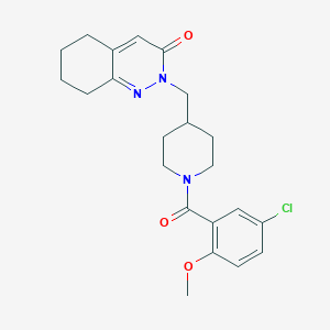 molecular formula C22H26ClN3O3 B2547155 2-[[1-(5-Chloro-2-methoxybenzoyl)piperidin-4-yl]methyl]-5,6,7,8-tetrahydrocinnolin-3-one CAS No. 2379984-64-0