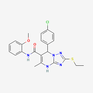 molecular formula C22H22ClN5O2S B2547157 7-(4-chlorophenyl)-2-(ethylthio)-N-(2-methoxyphenyl)-5-methyl-4,7-dihydro-[1,2,4]triazolo[1,5-a]pyrimidine-6-carboxamide CAS No. 1021209-20-0