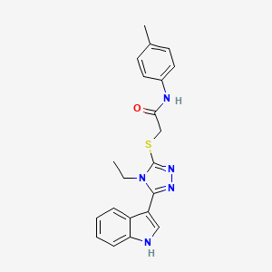 molecular formula C21H21N5OS B2547158 2-((4-ethyl-5-(1H-indol-3-yl)-4H-1,2,4-triazol-3-yl)thio)-N-(p-tolyl)acetamide CAS No. 852143-63-6