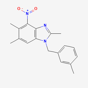 molecular formula C18H19N3O2 B2547170 2,5,6-trimethyl-1-(3-methylbenzyl)-4-nitro-1H-1,3-benzimidazole CAS No. 338954-74-8