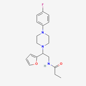 molecular formula C19H24FN3O2 B2547171 N-(2-(4-(4-fluorophenyl)piperazin-1-yl)-2-(furan-2-yl)ethyl)propionamide CAS No. 877632-64-9