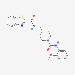 molecular formula C22H24N4O3S B2547172 N-((1-((2-甲氧基苯基)氨基甲酰基)哌啶-4-基)甲基)苯并[d]噻唑-2-甲酰胺 CAS No. 1235286-56-2