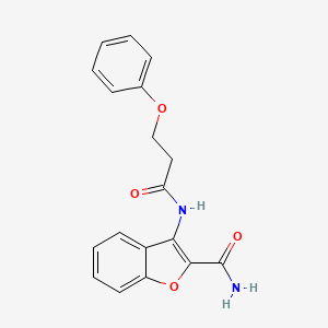 molecular formula C18H16N2O4 B2547178 3-(3-Phenoxypropanamido)benzofuran-2-carboxamide CAS No. 399000-40-9