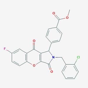 molecular formula C26H17ClFNO5 B254719 Methyl 4-[2-(2-chlorobenzyl)-7-fluoro-3,9-dioxo-1,2,3,9-tetrahydrochromeno[2,3-c]pyrrol-1-yl]benzoate 