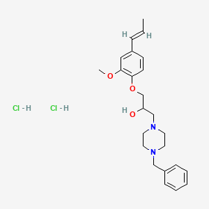 molecular formula C24H34Cl2N2O3 B2547193 (E)-1-(4-benzylpiperazin-1-yl)-3-(2-methoxy-4-(prop-1-en-1-yl)phenoxy)propan-2-ol dihydrochloride CAS No. 1331395-32-4