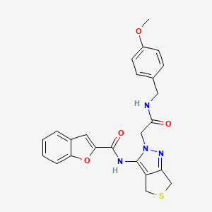 molecular formula C24H22N4O4S B2547194 N-(2-(2-((4-methoxybenzyl)amino)-2-oxoethyl)-4,6-dihydro-2H-thieno[3,4-c]pyrazol-3-yl)benzofuran-2-carboxamide CAS No. 1105218-68-5