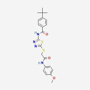 molecular formula C22H24N4O3S2 B2547196 4-(叔丁基)-N-(5-((2-((4-甲氧基苯基)氨基)-2-氧代乙基)硫代)-1,3,4-噻二唑-2-基)苯甲酰胺 CAS No. 392293-83-3