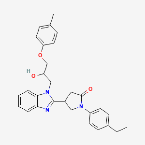 molecular formula C29H31N3O3 B2547207 1-(4-乙基苯基)-4-{1-[2-羟基-3-(4-甲基苯氧基)丙基]-1H-苯并咪唑-2-基}吡咯烷-2-酮 CAS No. 1111062-79-3