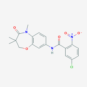 molecular formula C19H18ClN3O5 B2547214 5-chloro-2-nitro-N-(3,3,5-trimethyl-4-oxo-2,3,4,5-tetrahydrobenzo[b][1,4]oxazepin-8-yl)benzamide CAS No. 921792-28-1