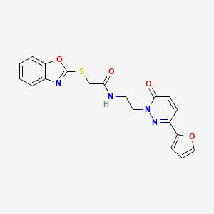 molecular formula C19H16N4O4S B2547218 2-(benzo[d]oxazol-2-ylthio)-N-(2-(3-(furan-2-yl)-6-oxopyridazin-1(6H)-yl)ethyl)acetamide CAS No. 1219902-78-9