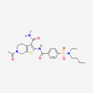 molecular formula C24H32N4O5S2 B2547220 6-乙酰基-2-[[4-[丁基(乙基)磺酰胺基]苯甲酰基]氨基]-N-甲基-5,7-二氢-4H-噻吩并[2,3-c]吡啶-3-甲酰胺 CAS No. 534554-64-8