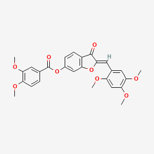 molecular formula C27H24O9 B2547225 (Z)-3-oxo-2-(2,4,5-trimethoxybenzylidene)-2,3-dihydrobenzofuran-6-yl 3,4-dimethoxybenzoate CAS No. 622791-97-3