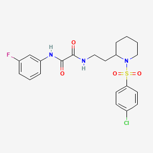 molecular formula C21H23ClFN3O4S B2547227 N1-(2-(1-((4-chlorophenyl)sulfonyl)piperidin-2-yl)ethyl)-N2-(3-fluorophenyl)oxalamide CAS No. 898460-55-4