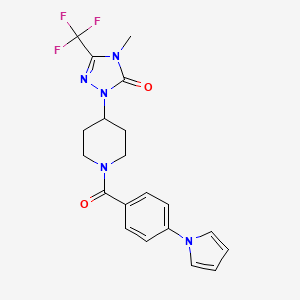 molecular formula C20H20F3N5O2 B2547235 1-(1-(4-(1H-pyrrol-1-yl)benzoyl)piperidin-4-yl)-4-methyl-3-(trifluoromethyl)-1H-1,2,4-triazol-5(4H)-one CAS No. 2034511-00-5