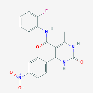 molecular formula C18H15FN4O4 B2547239 N-(2-fluorophenyl)-6-methyl-4-(4-nitrophenyl)-2-oxo-1,2,3,4-tetrahydropyrimidine-5-carboxamide CAS No. 694460-18-9