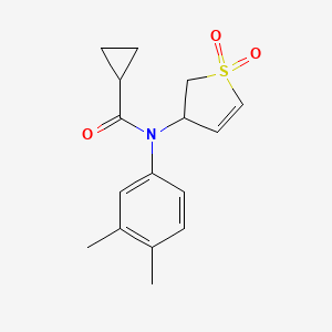molecular formula C16H19NO3S B2547260 N-(3,4-dimethylphenyl)-N-(1,1-dioxido-2,3-dihydrothiophen-3-yl)cyclopropanecarboxamide CAS No. 863021-62-9