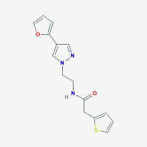 molecular formula C15H15N3O2S B2547269 N-(2-(4-(furan-2-yl)-1H-pyrazol-1-yl)ethyl)-2-(thiophen-2-yl)acetamide CAS No. 2034512-60-0
