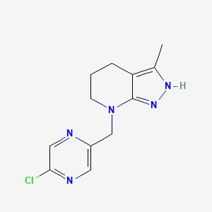 molecular formula C12H14ClN5 B2547278 7-[(5-Chloropyrazin-2-yl)methyl]-3-methyl-2,4,5,6-tetrahydropyrazolo[3,4-b]pyridine CAS No. 2411298-13-8