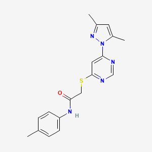 molecular formula C18H19N5OS B2547280 2-((6-(3,5-dimethyl-1H-pyrazol-1-yl)pyrimidin-4-yl)thio)-N-(p-tolyl)acetamide CAS No. 1251568-08-7